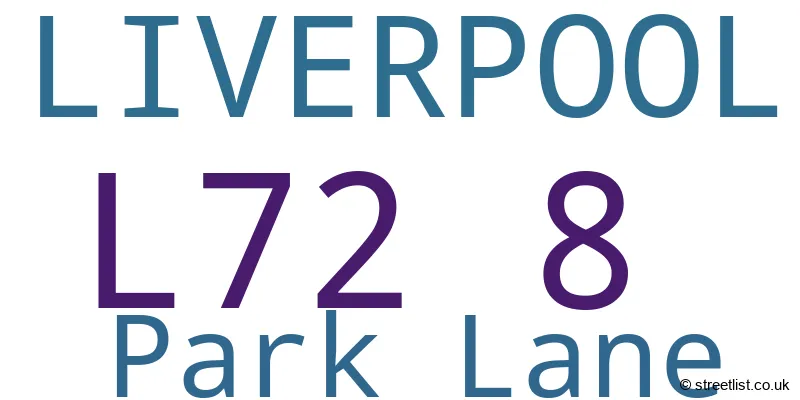 A word cloud for the L72 8 postcode